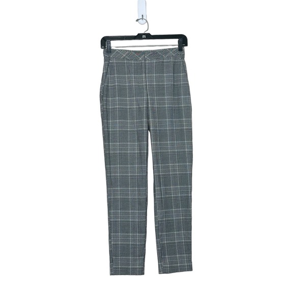 H&M black white plaid flat front ankle pants size 0 - Picture 7 of 10